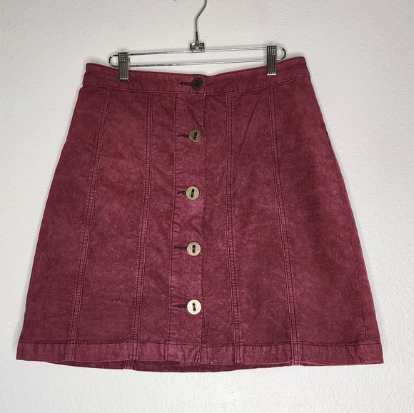 Anthropologie Pilcro and The Letterpress Burgundy Corduroy Mini Skirt 4 - Picture 2 of 6